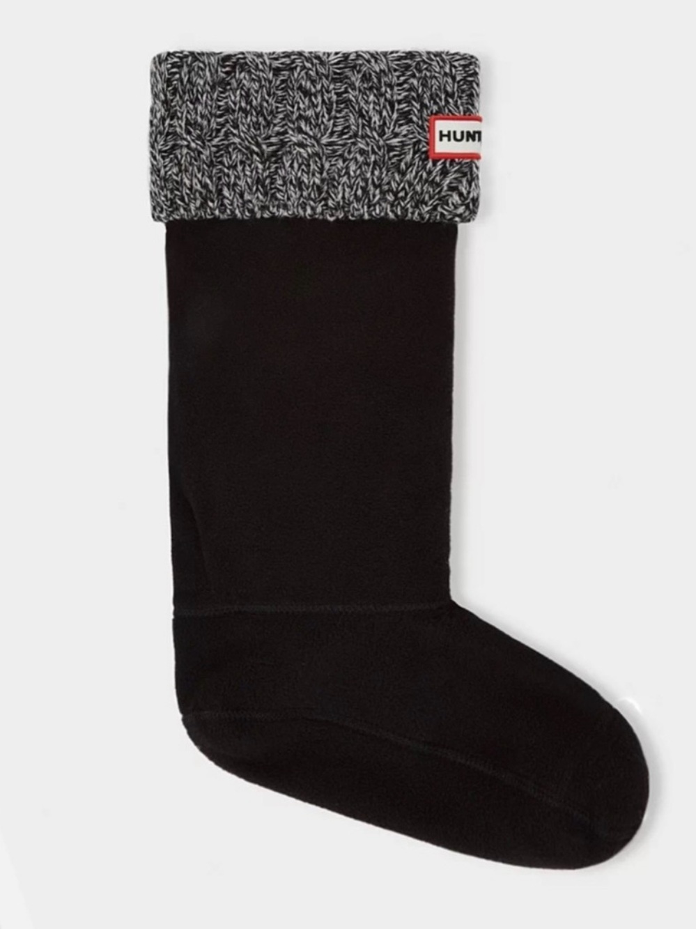 Hunter Tall Black Boot Socks with Marled Gray Cuff Size Large